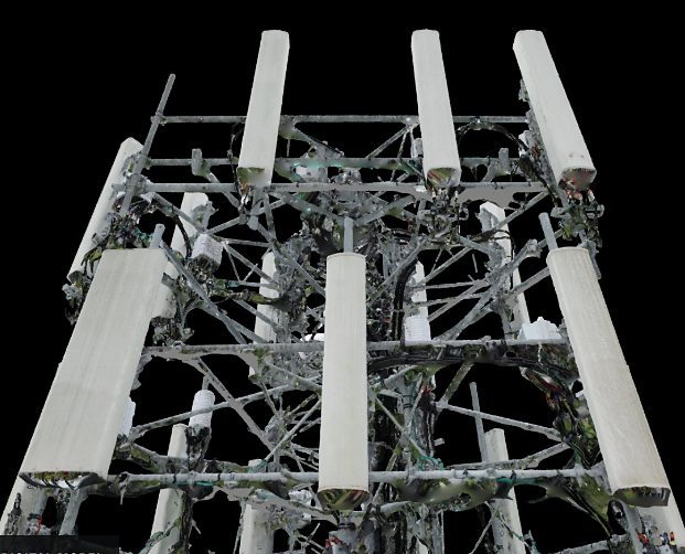 Three-dimensional photogrammetric model of tower-mounted antenna equipment